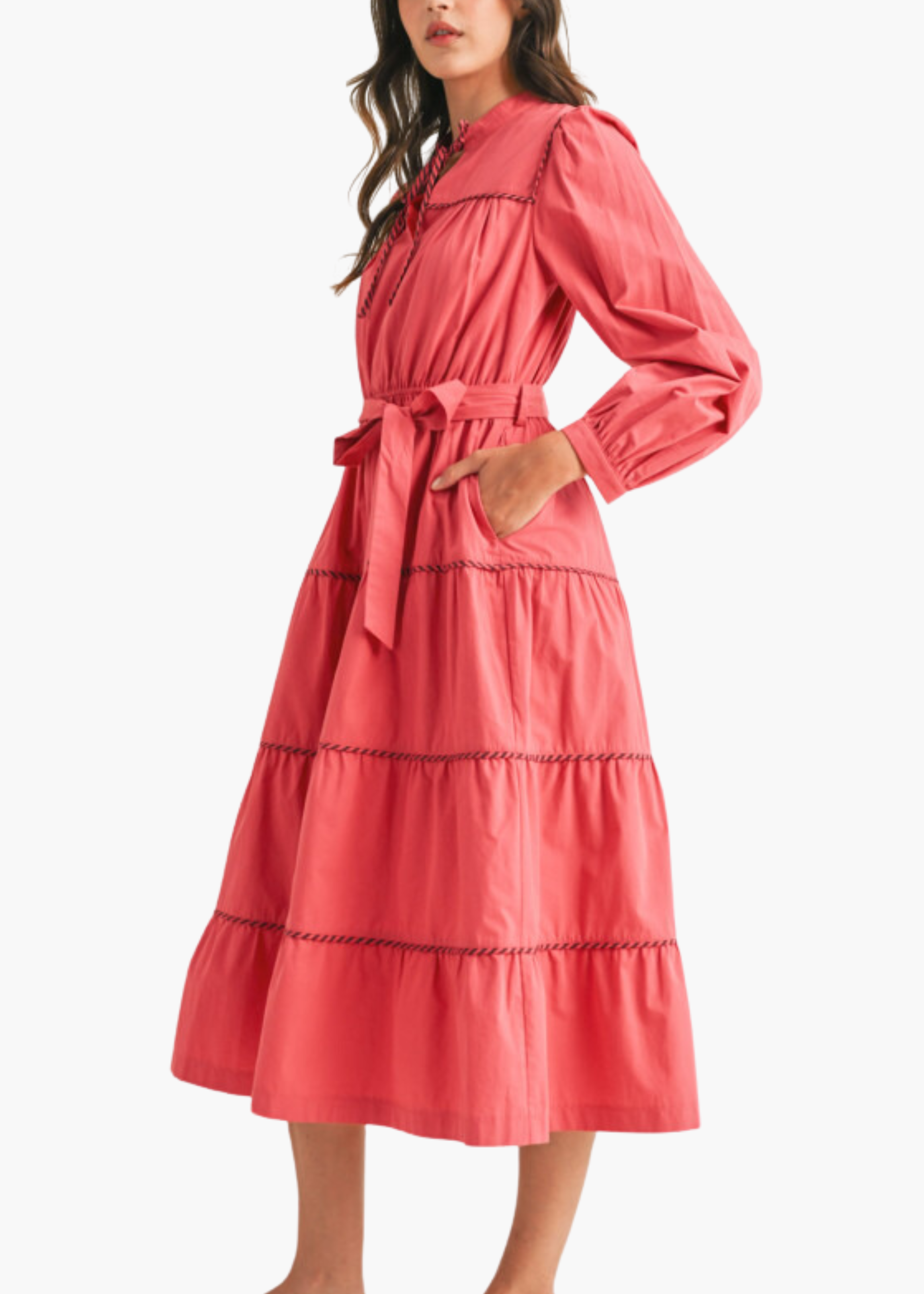 Celine Midi Dress in Pink Raspberry