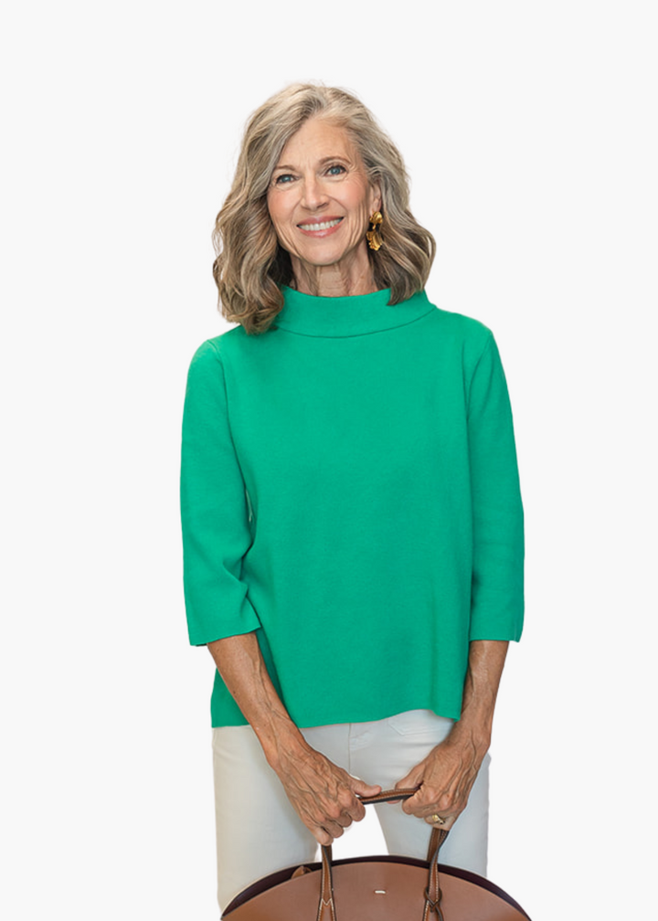 Mock Neck Pullover in Green