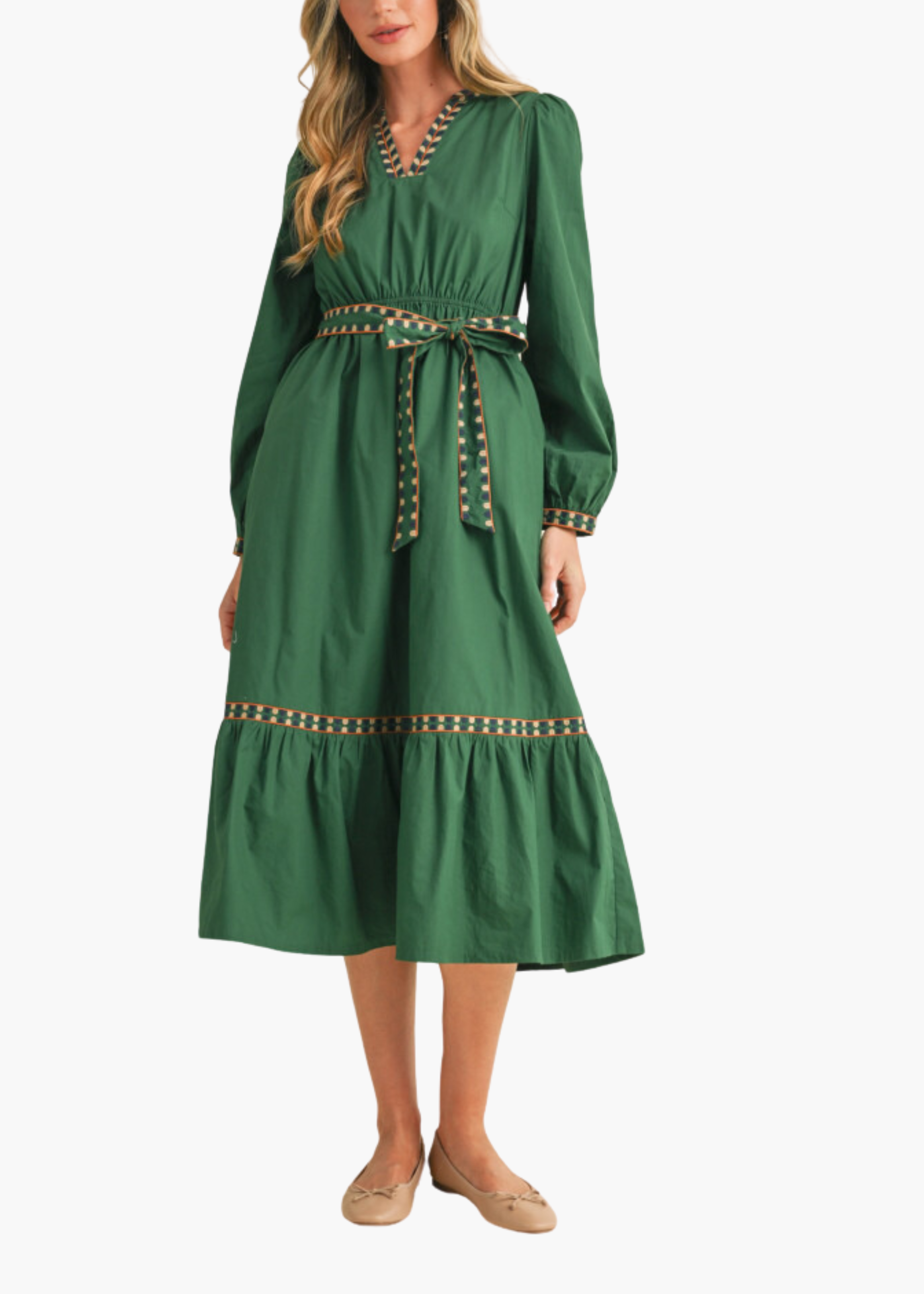 Lindsay Midi Dress in Hunter Green