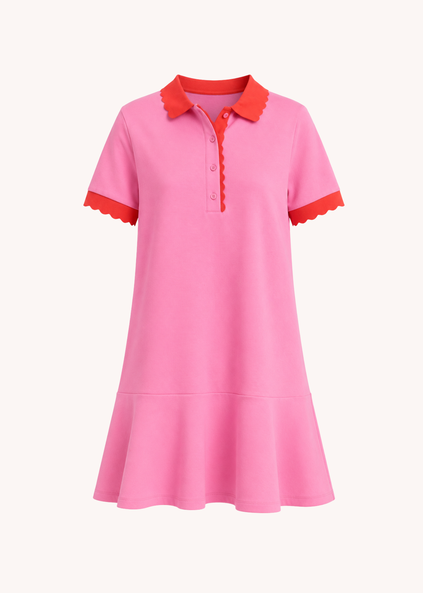 Celia Scalloped Cotton Mini Dress in Pink