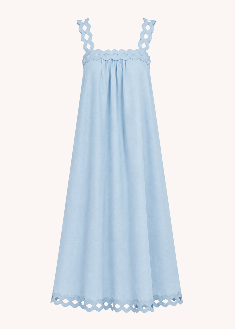 Summer Cotton Linen Midi Dress Poppy and Pink Summer Cotton Linen Midi Dress Poppy and Pink