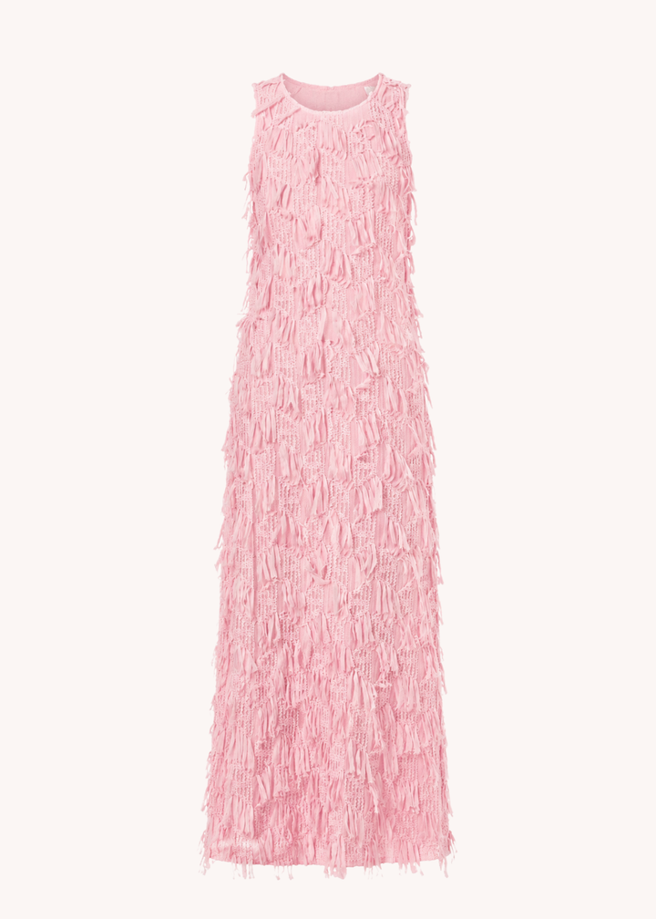Textured Sleeveless Maxi Dress in Pink