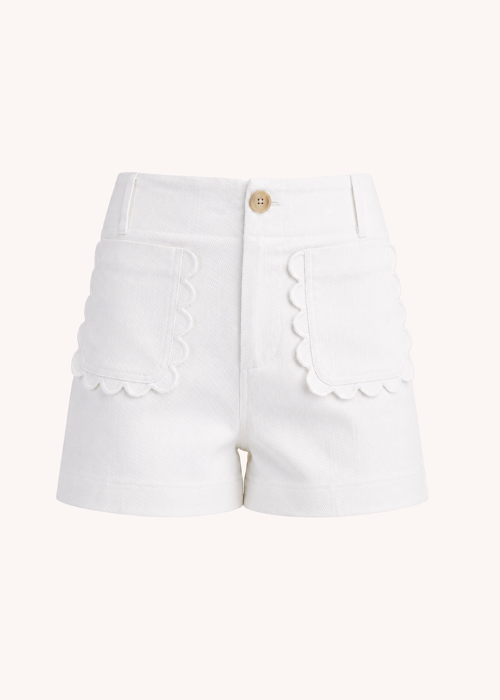 Colette Scalloped Shorts in White
