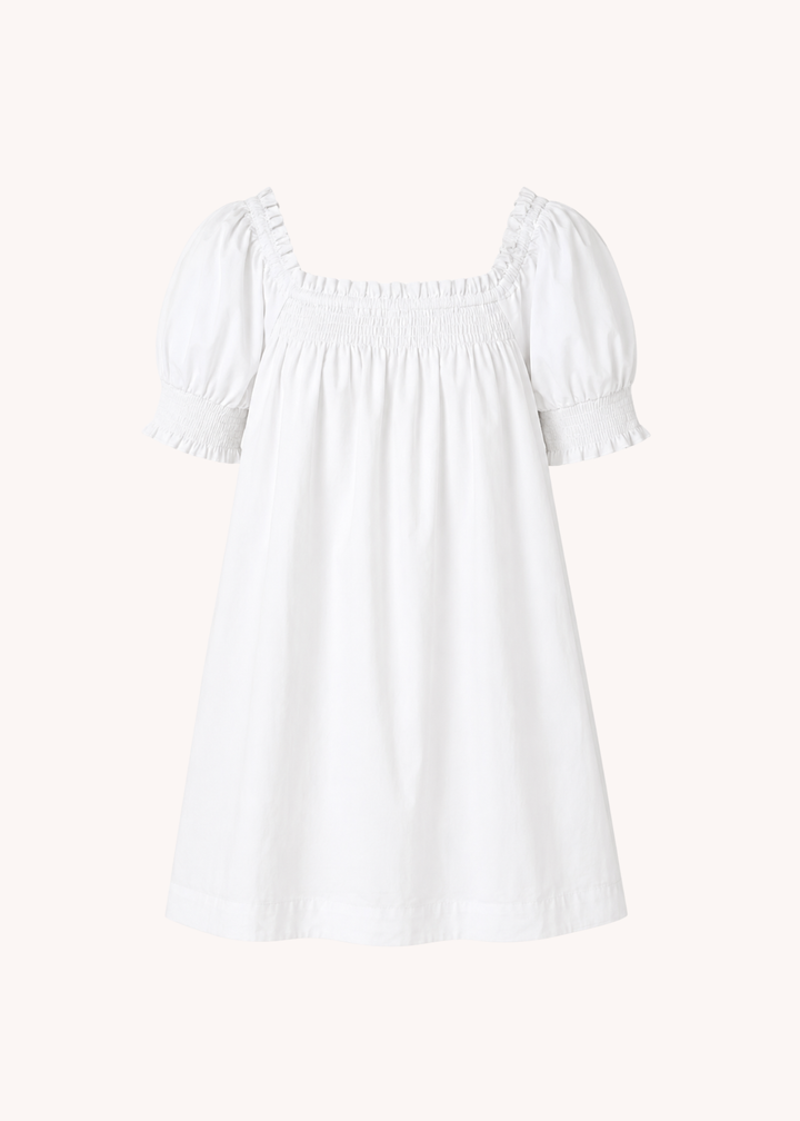 Lorelai Cotton Smocked Dress in White