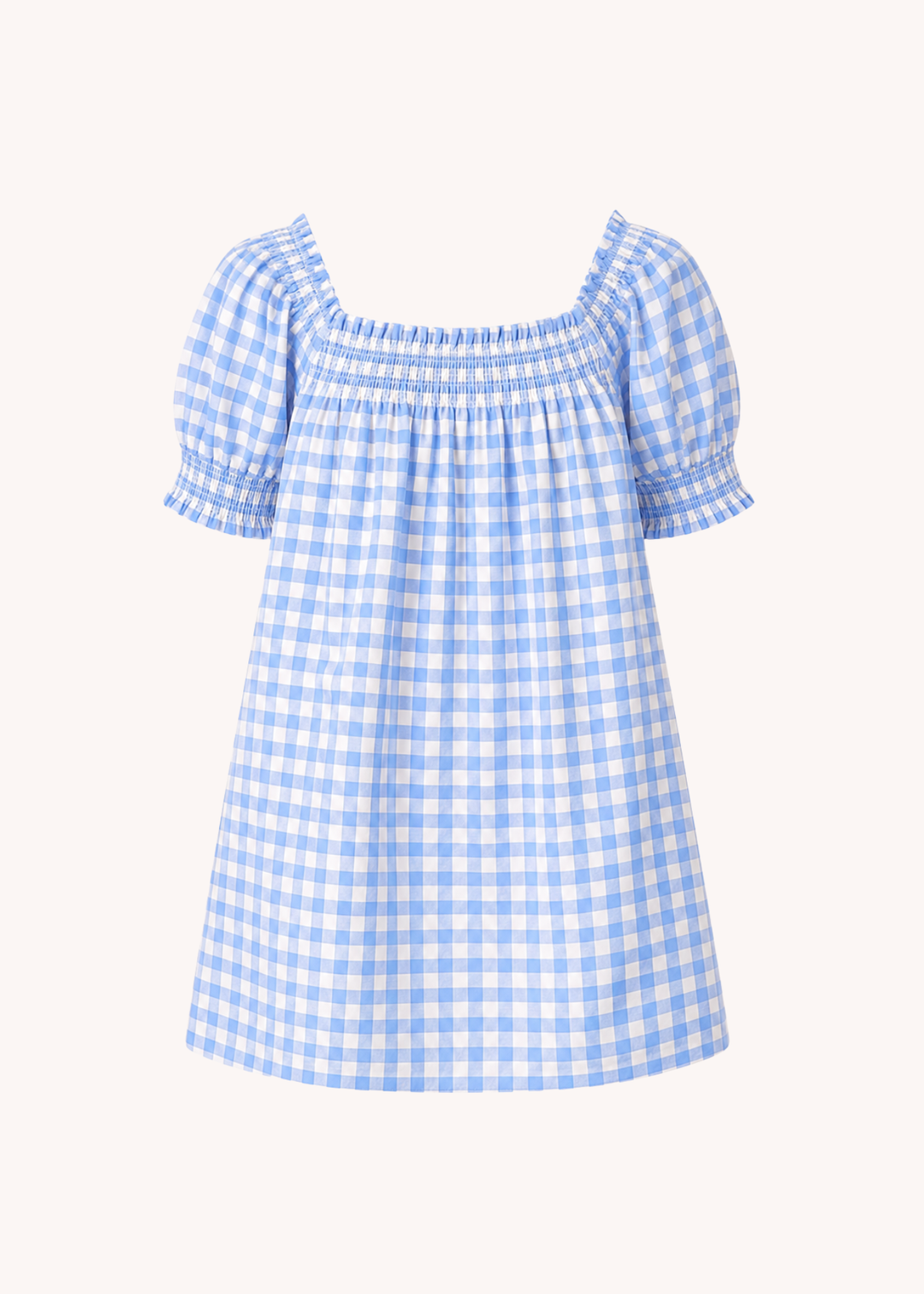 Lorelai Cotton Smocked Dress in Light Blue Gingham M Lorelai Cotton Smocked Dress in Light Blue Gingham M