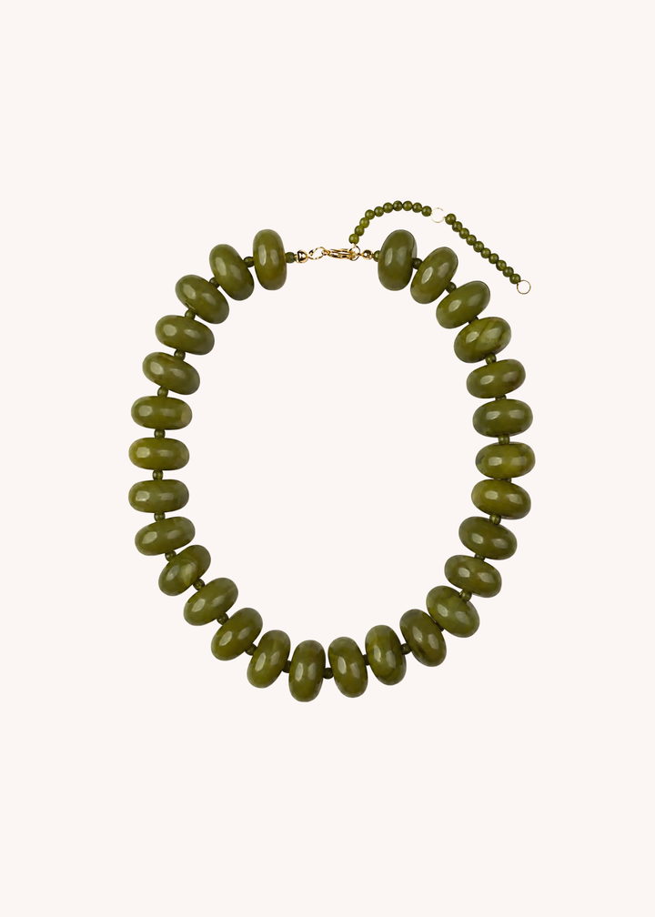 Bailey Chunky Beaded Necklace in Olive