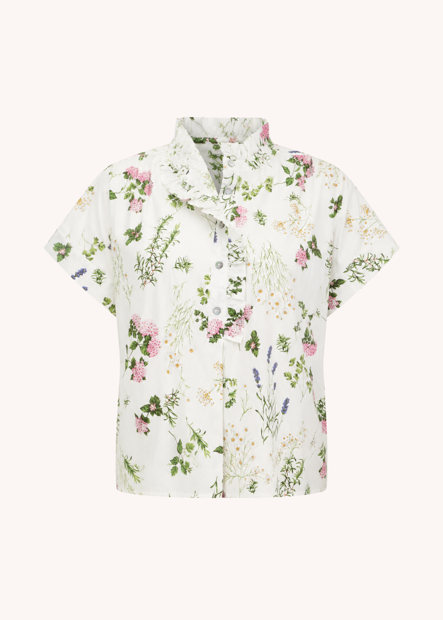 Soft Ruffled Floral Top in Cream