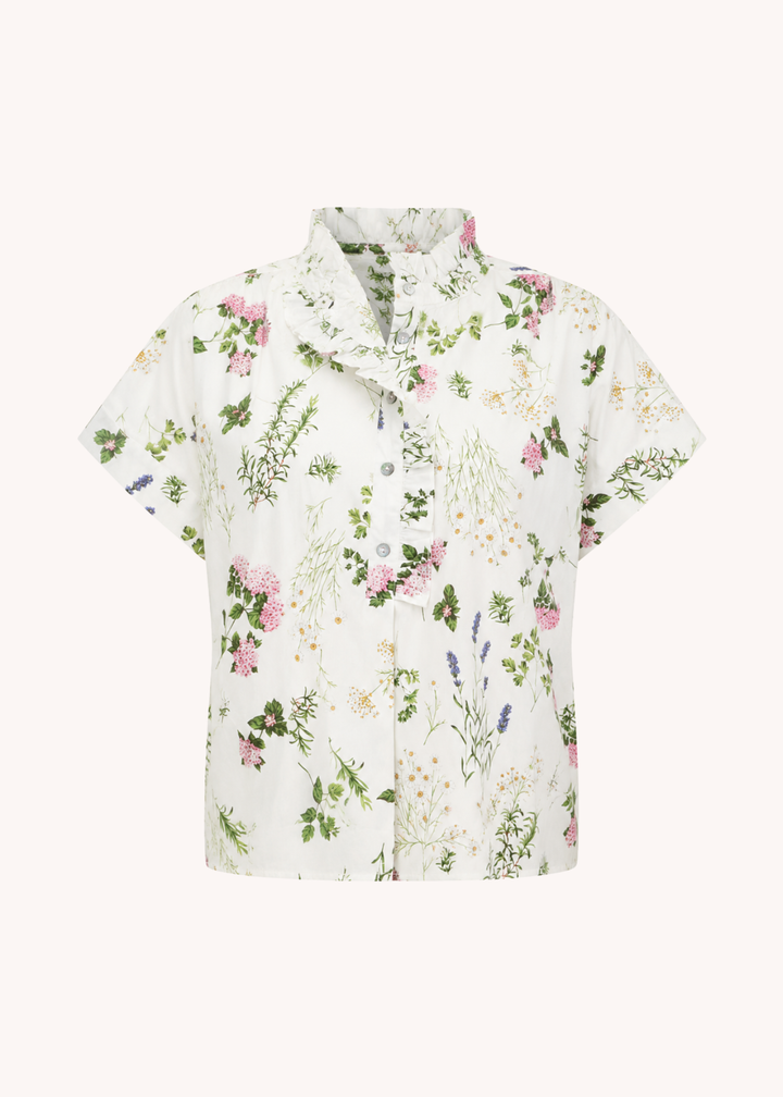 Soft Ruffled Floral Top in Cream