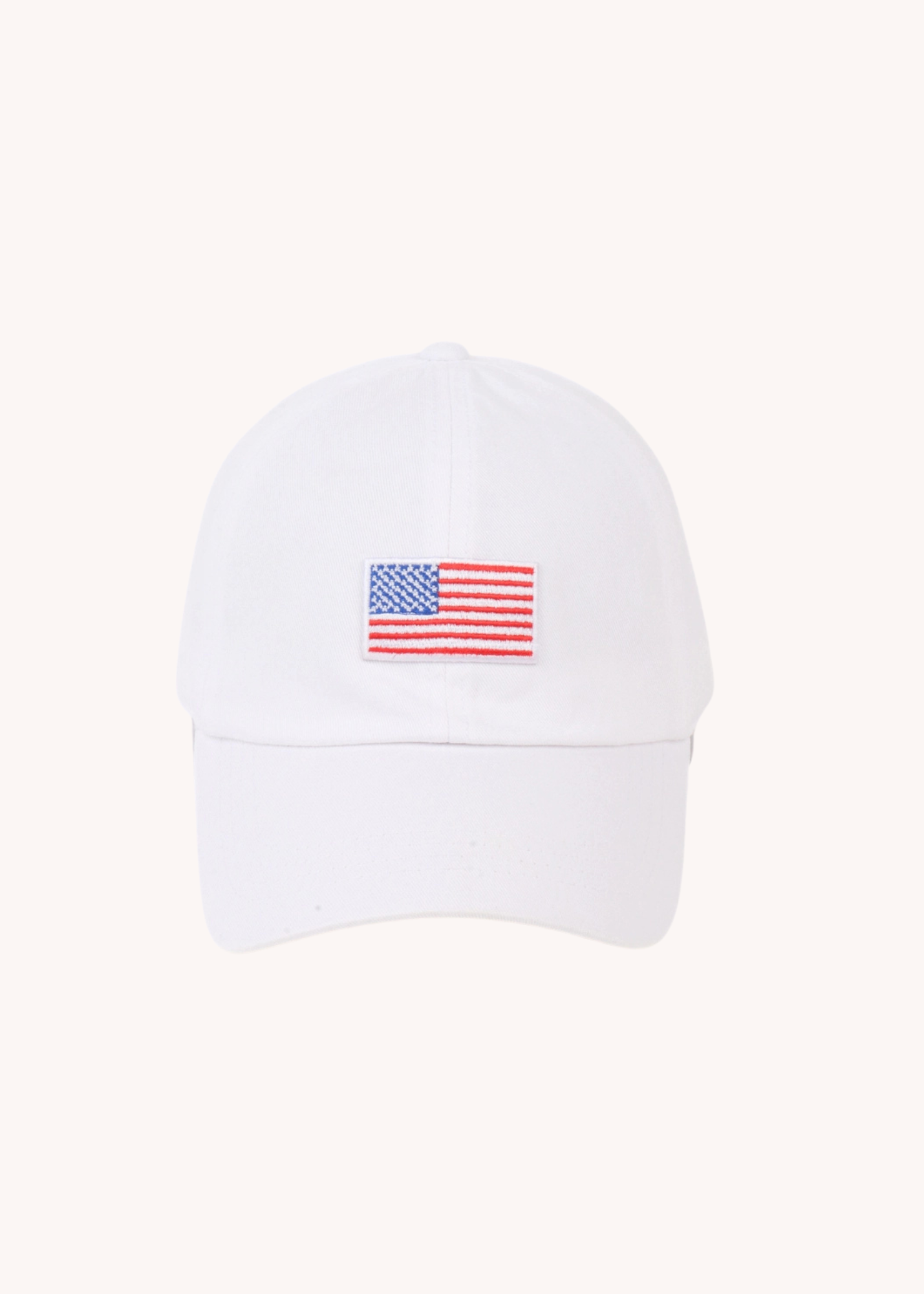 American Flag Embroidered Baseball Cap in White