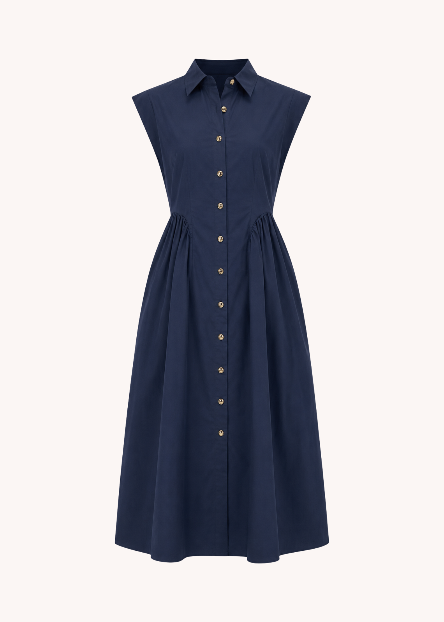 Marbella Cotton Midi Dress in Navy