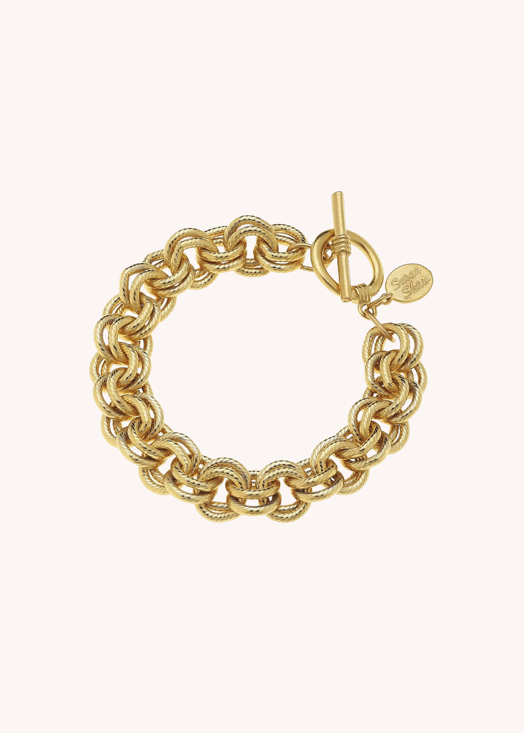 Susan Shaw Handcast Gold Double Link Chain Bracelet