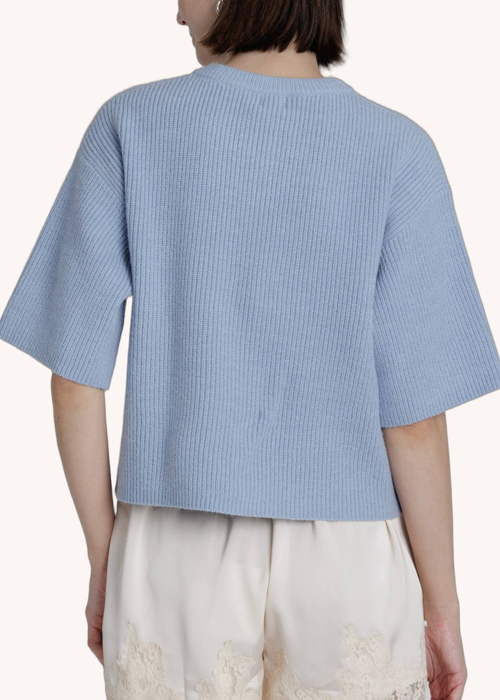 Ako2631 S/S Knit Cardigan in Blue