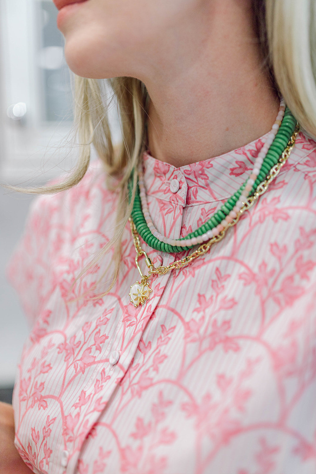 Hand cut Gemstone Necklaces: Pink Opal