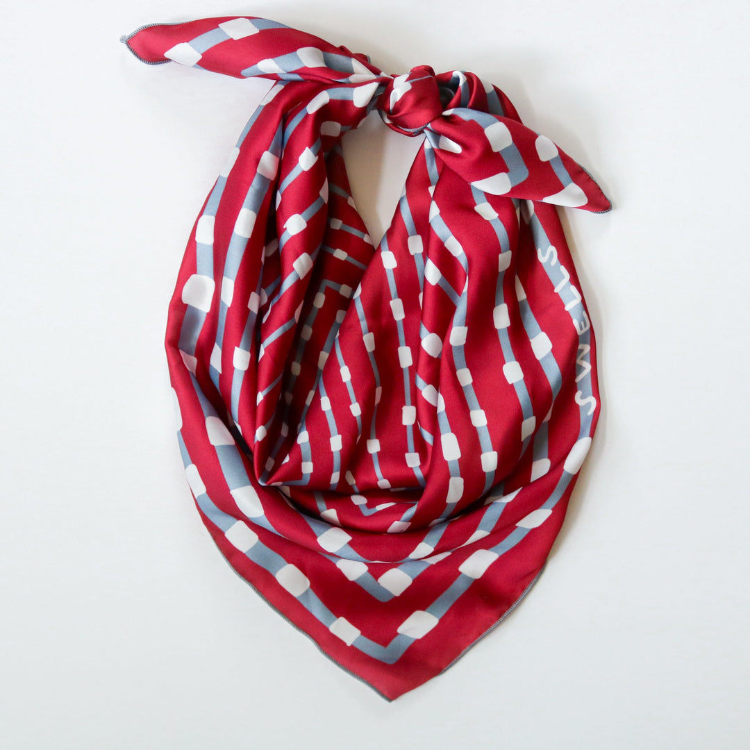 Crimson and Grey Game Day Checked Scarf