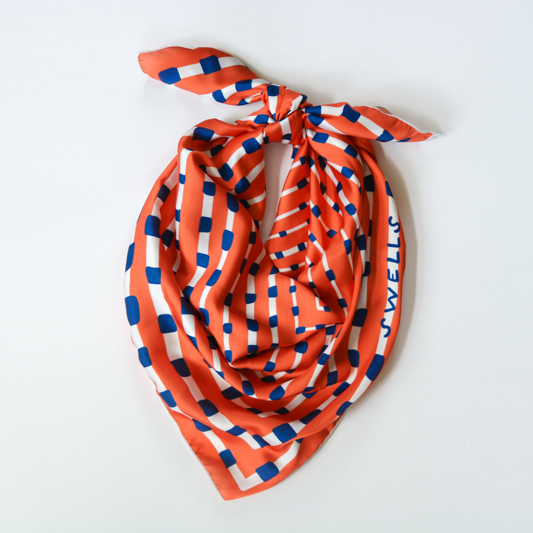 Orange and Navy Checked Game Day Scarf