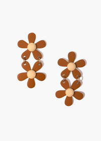 Stacked Tan Flower Earrings