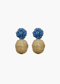 Liz Blue Rattan Ball Earrings