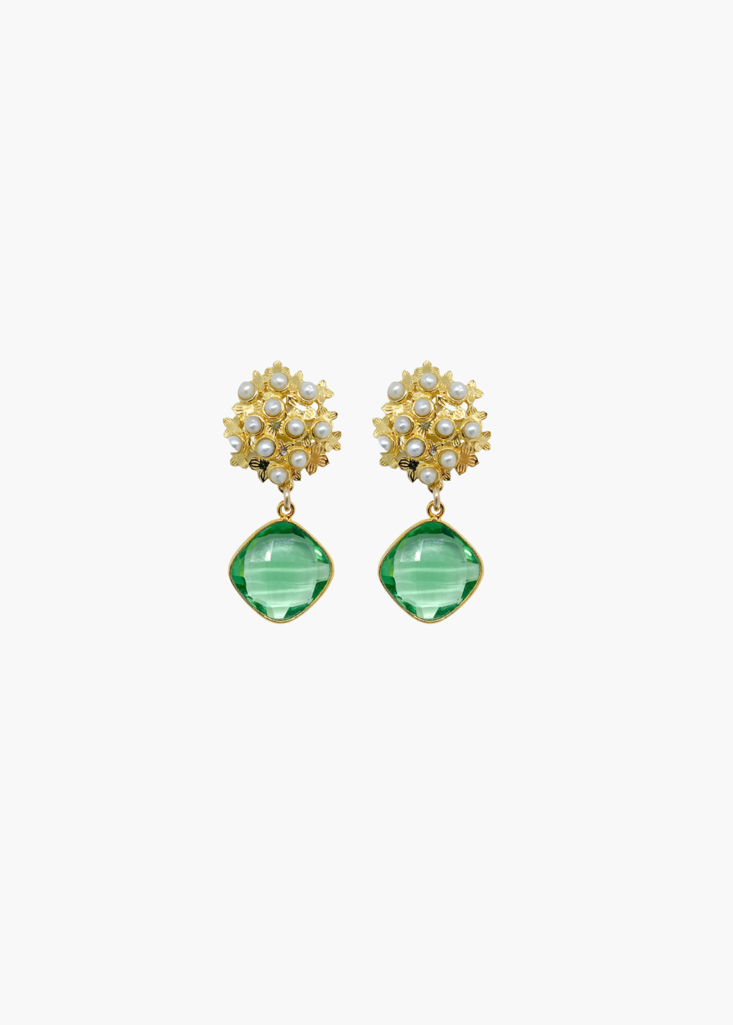 Jardin Hydrangea Green Quartz Earrings