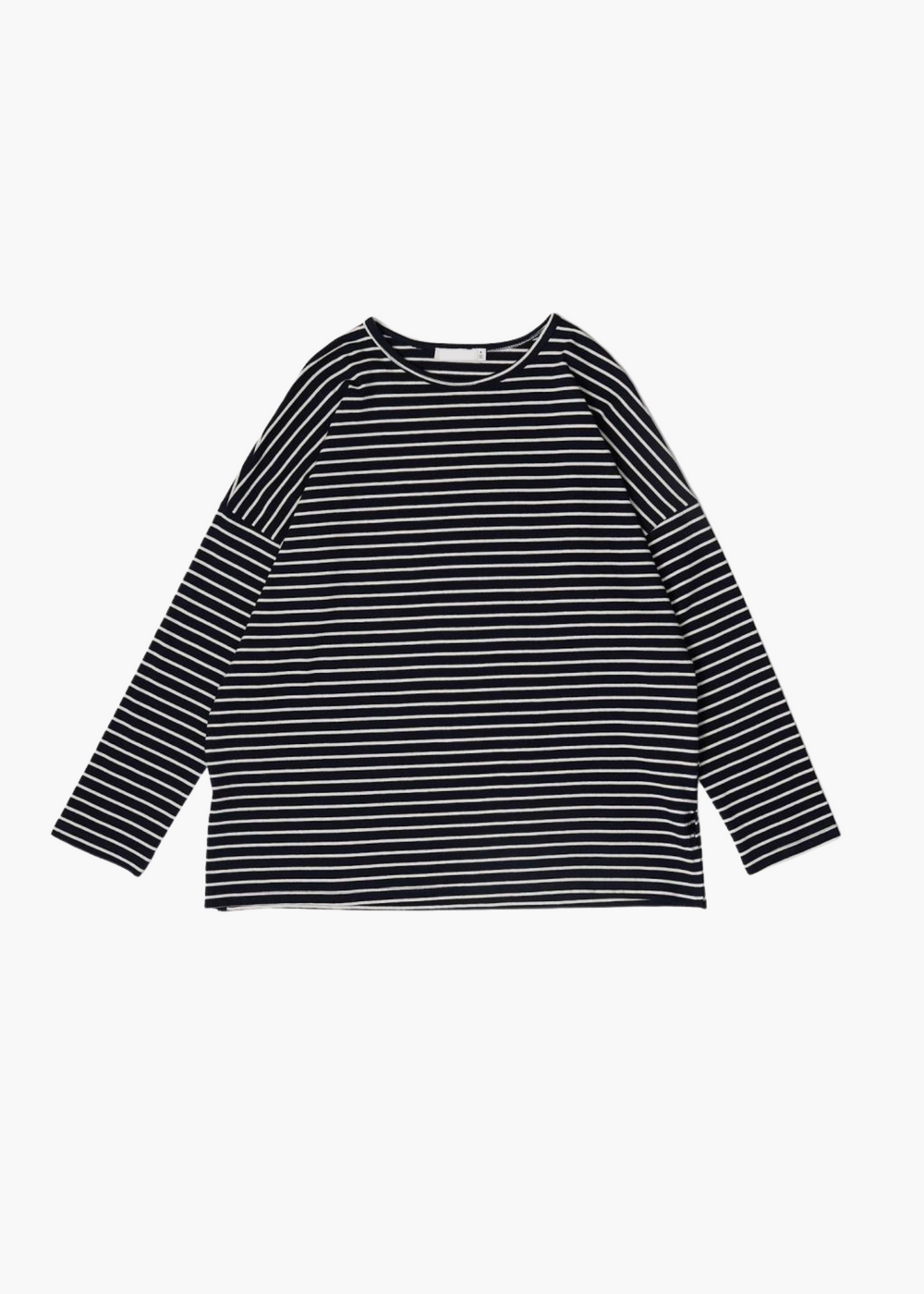 French Striped Drop Shoulder Tee | Navy and White