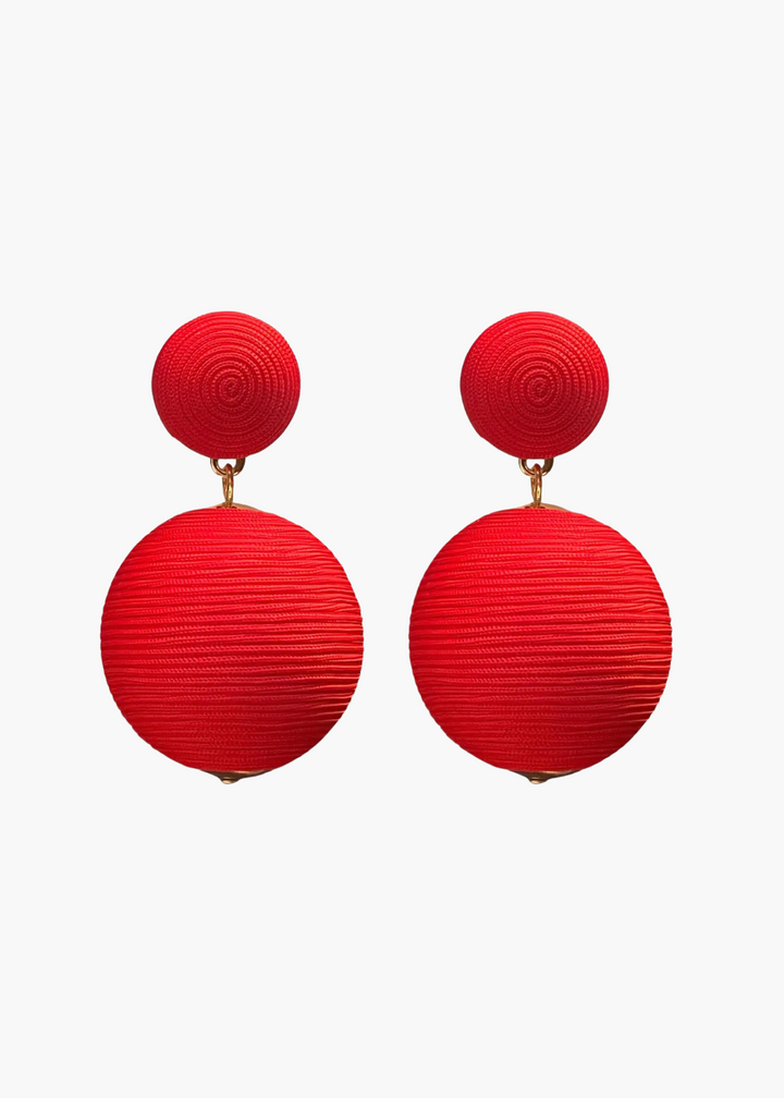 Pom-Pom Earrings in Red