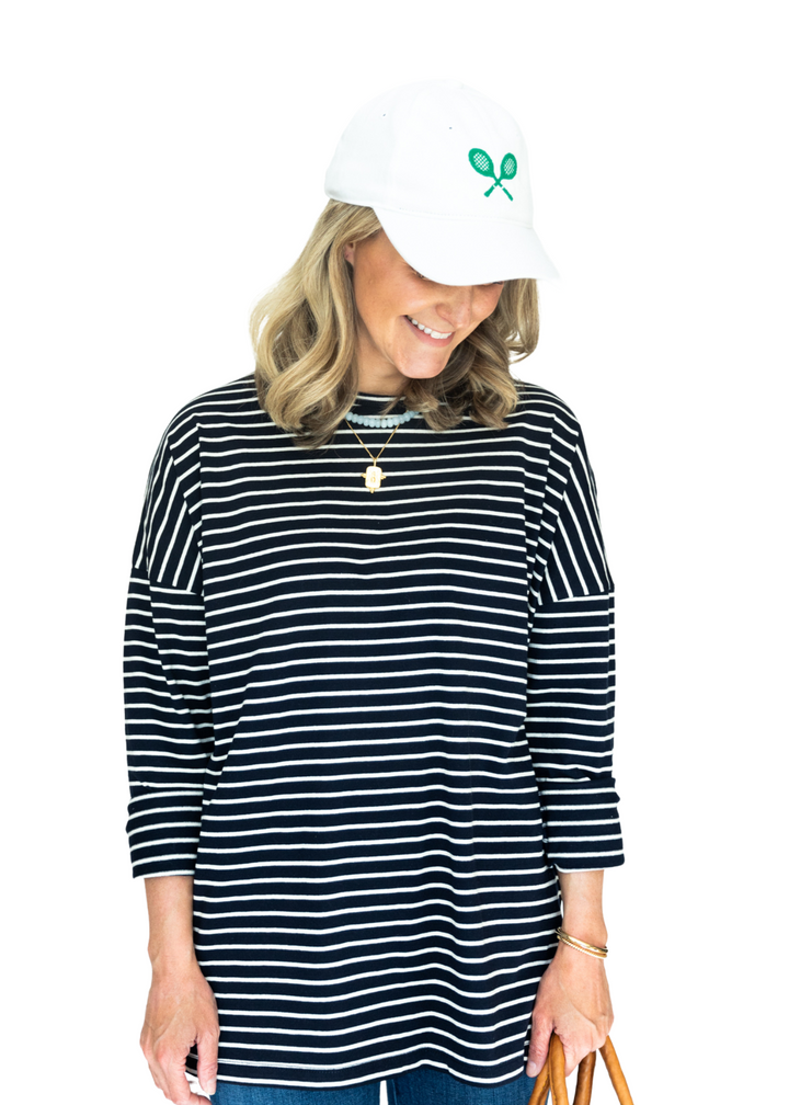 French Striped Drop Shoulder Tee