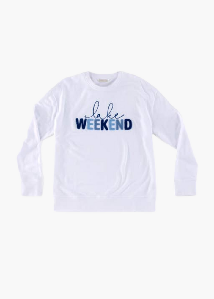 Lake Weekend Graphic Pullover in White