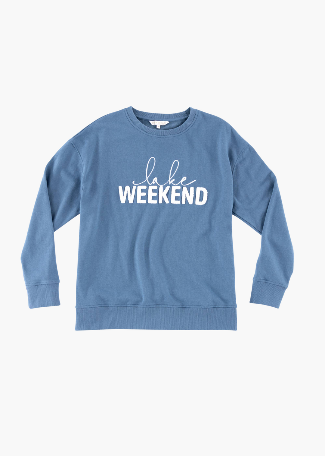 Lake Weekend Graphic Pullover in Water Blue