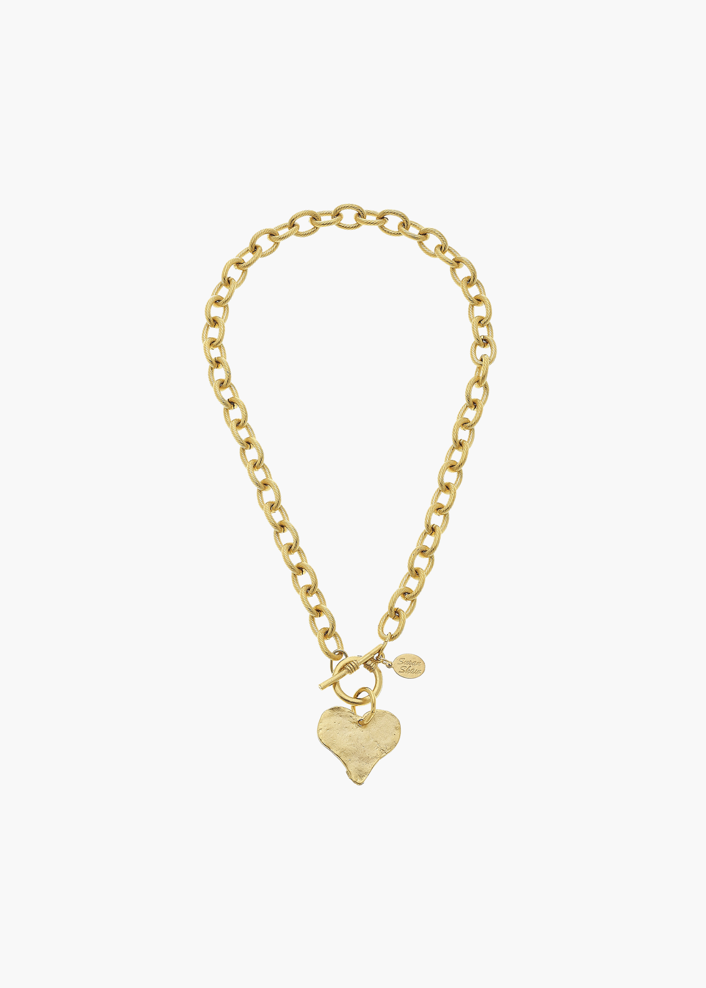 Handcast Gold Heart Front-Toggle Necklace