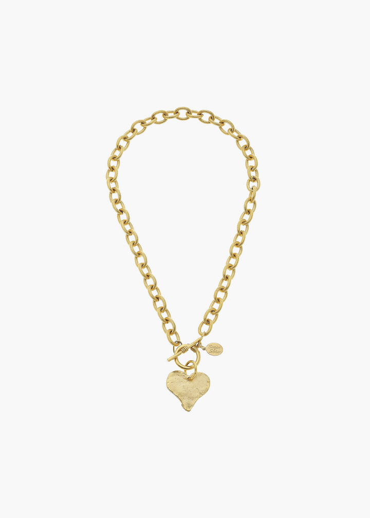 Handcast Gold Heart Front-Toggle Necklace