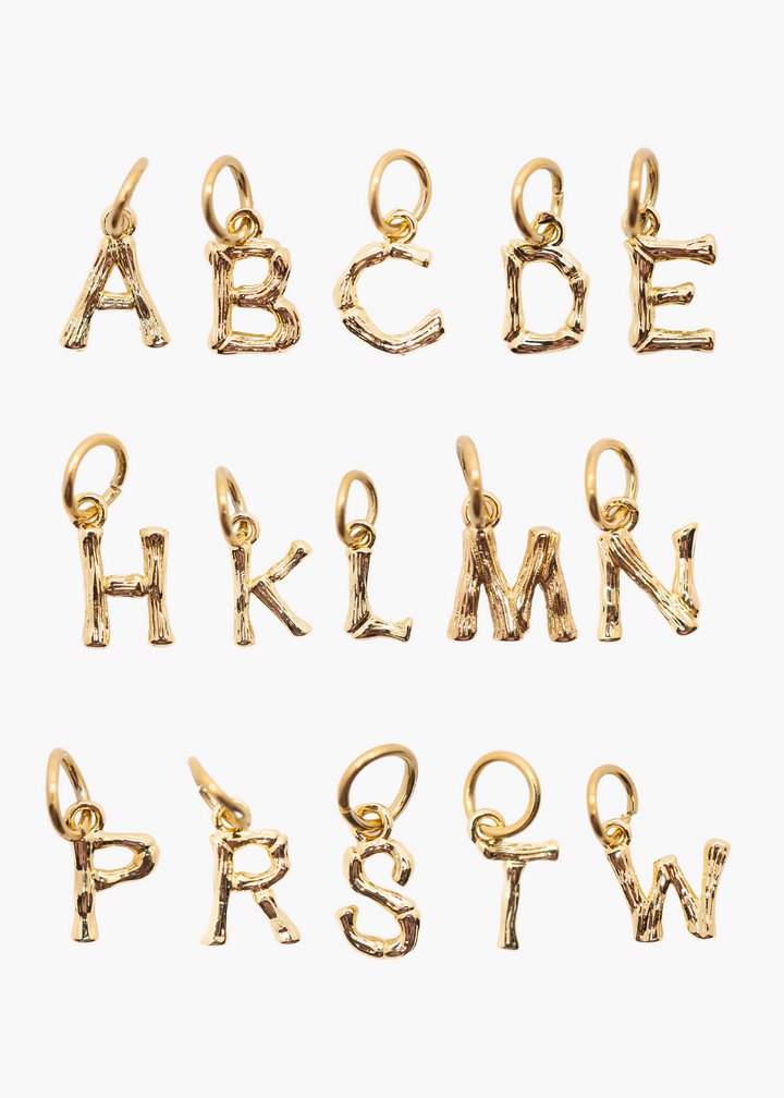 Bamboo Gold Plated Letter Charm