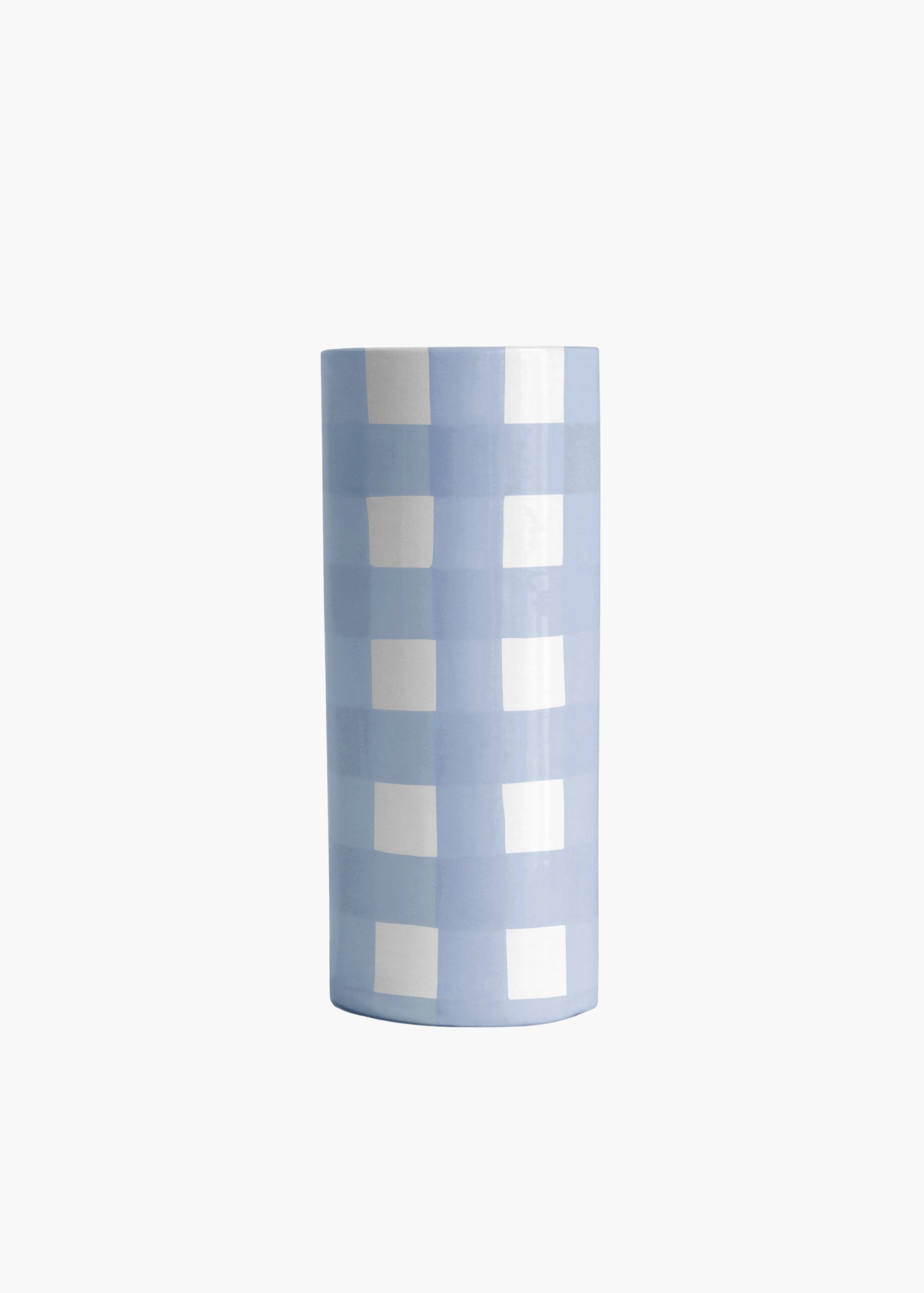 Gingham Vase in French Blue