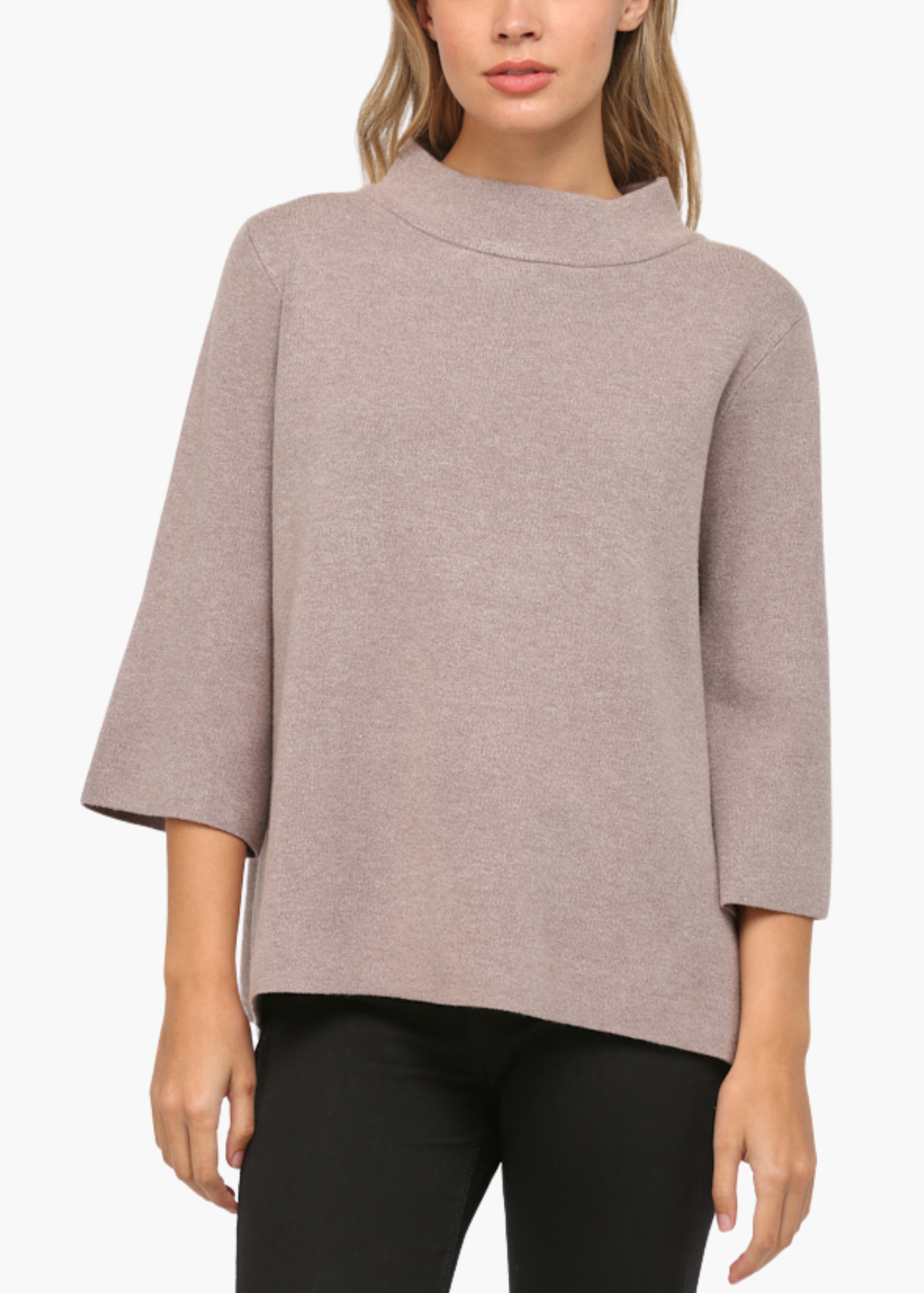 Mock Neck Pullover in Mocha