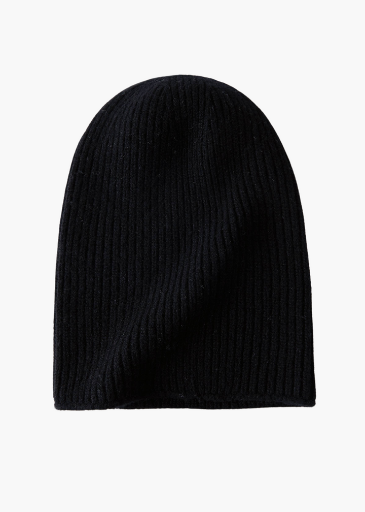 Cashmere Wool Beanie in Black