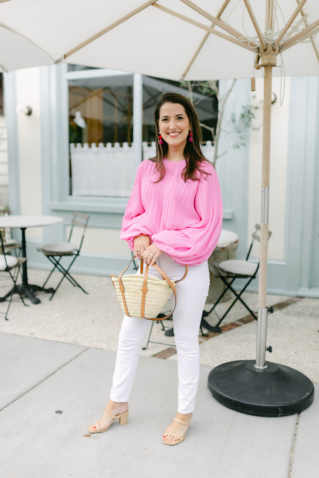 Anne Pleated Woven Top in Pink