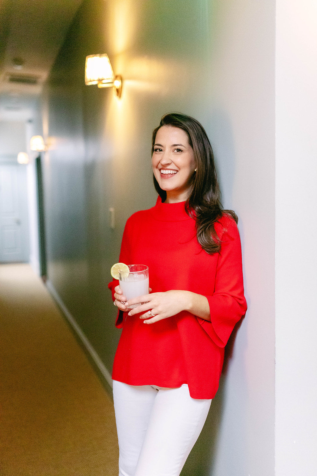 Mock Neck Pullover in Red