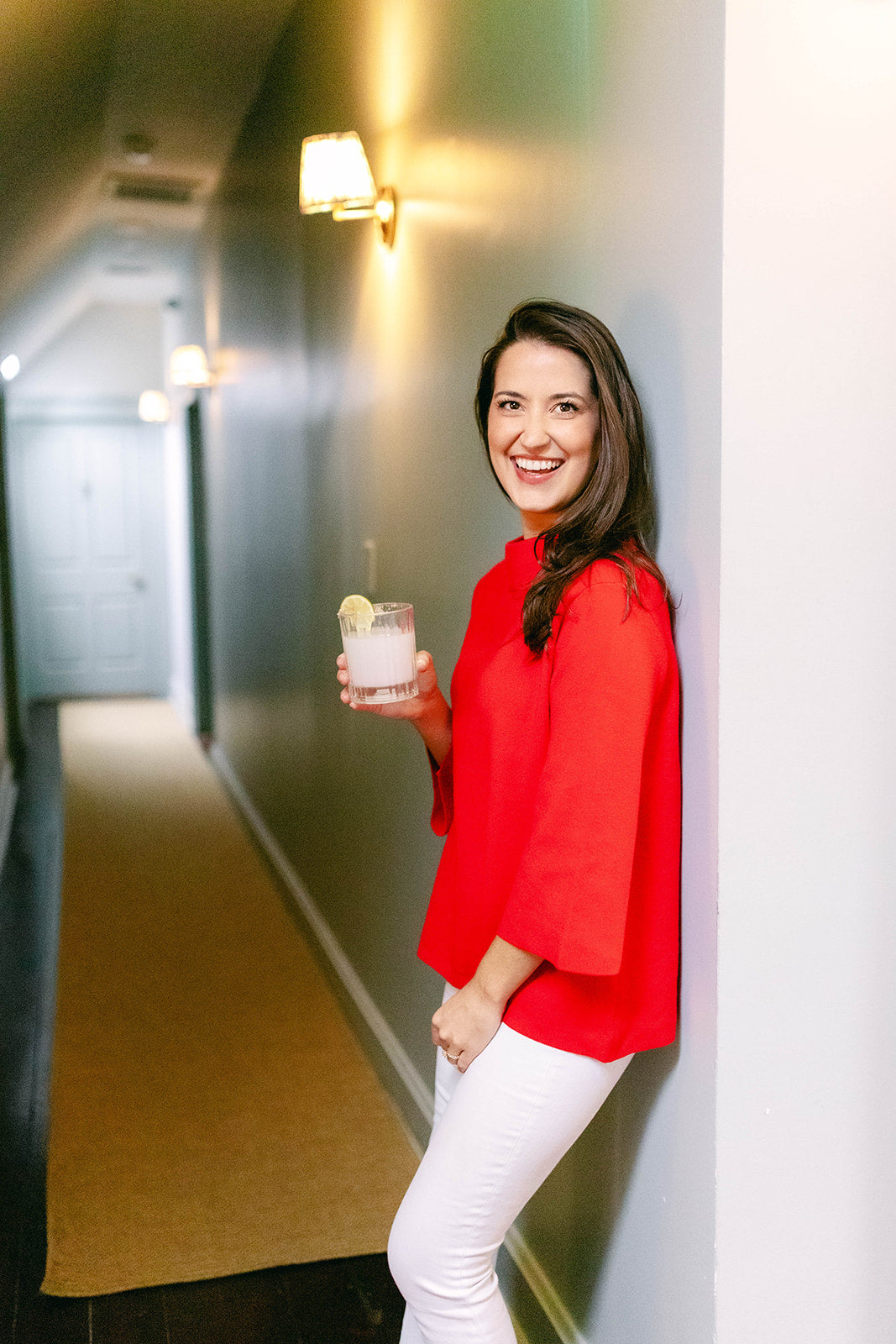 Mock Neck Pullover in Red