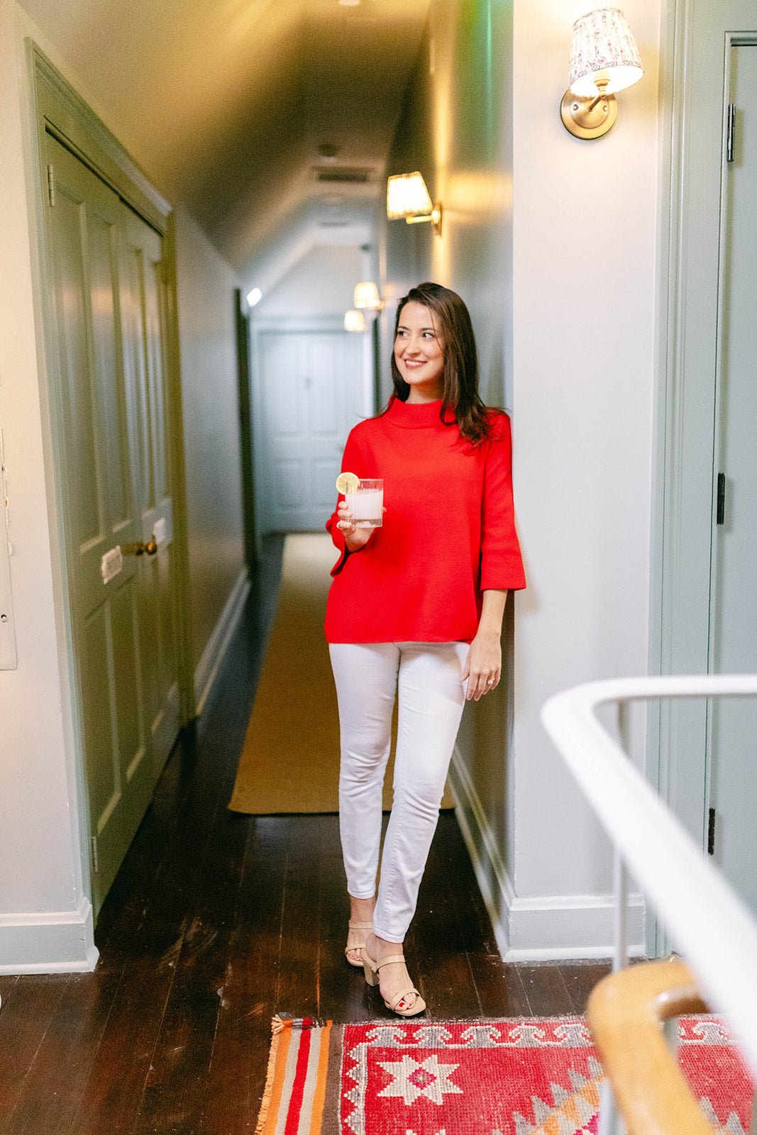 Mock Neck Pullover in Red