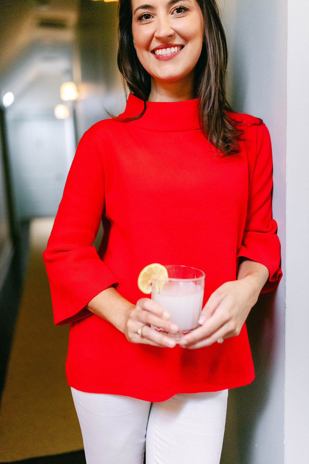 Mock Neck Pullover in Red