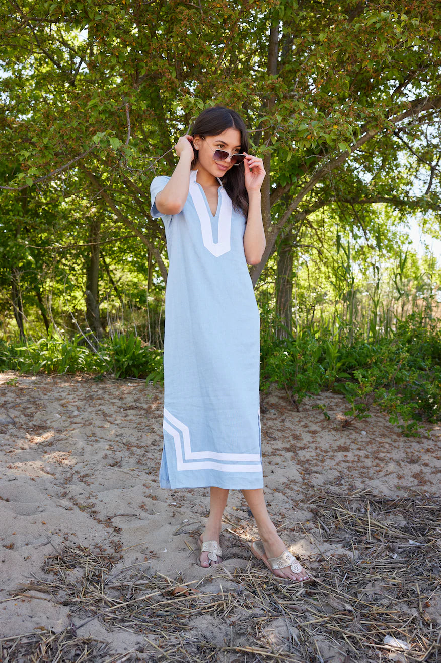 Short Sleeve Classic Maxi Tunic in Light Blue