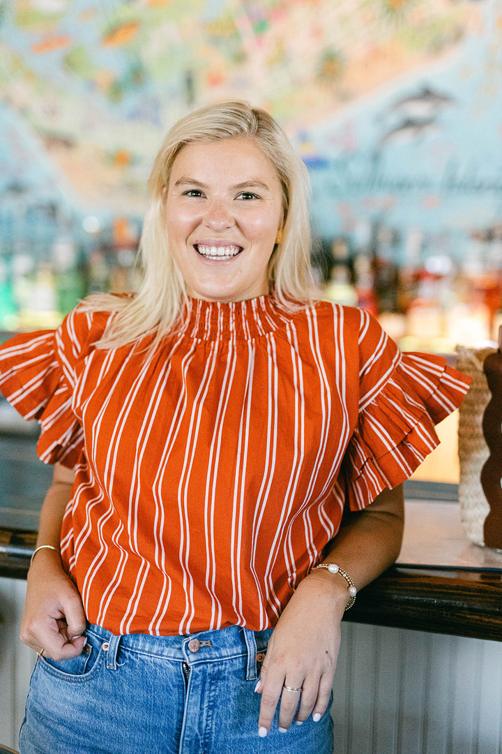 Flutter Top in Hemingway Stripe