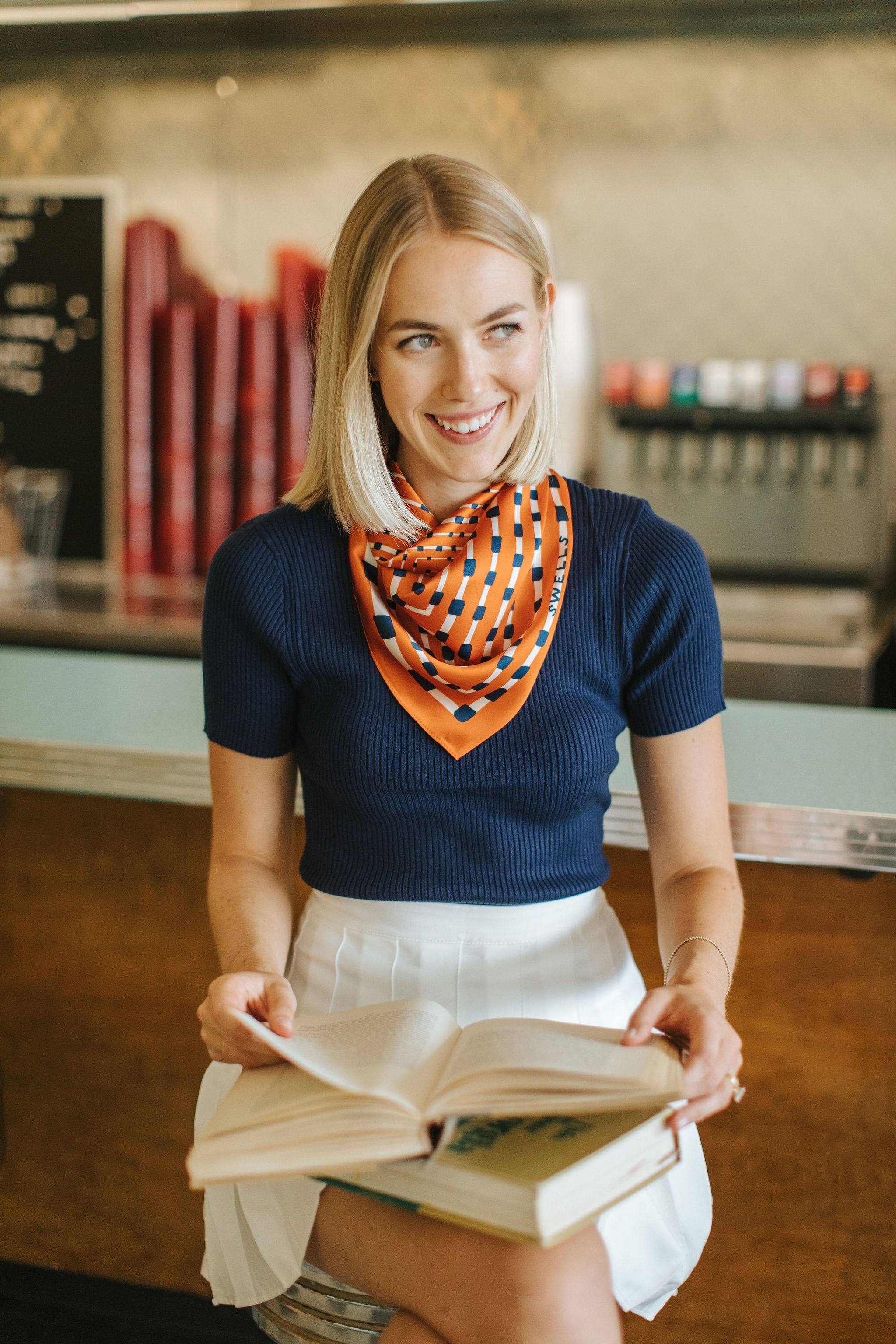 Orange + Navy Scarf