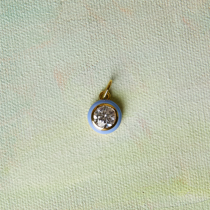 Blue Enamel Bezel Charm with Clasp Cord Necklace