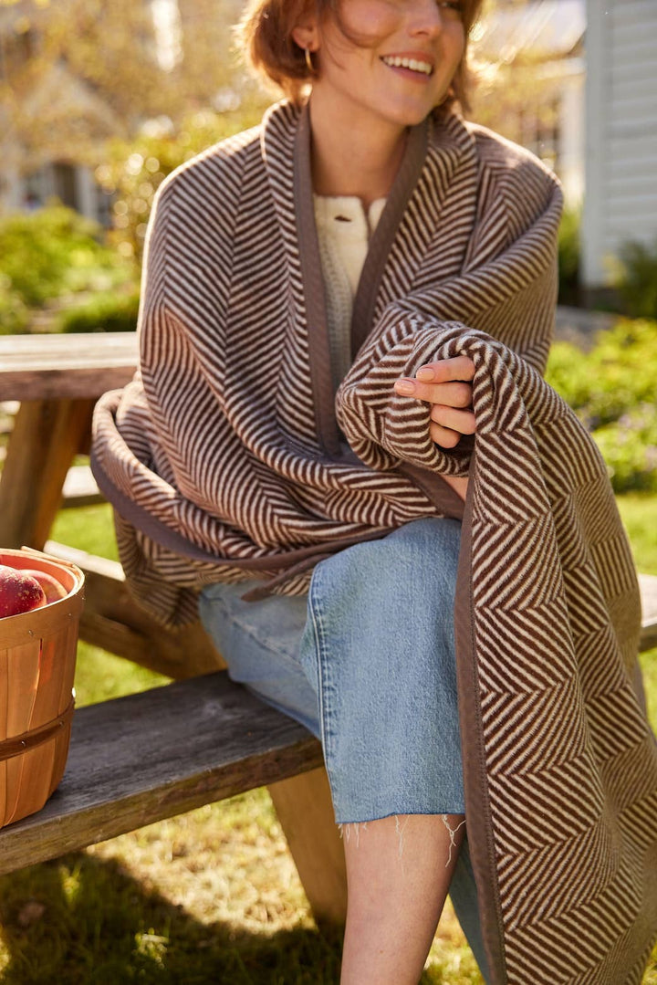 Chappy Wrap Blanket in Harborview Herringbone Chocolate