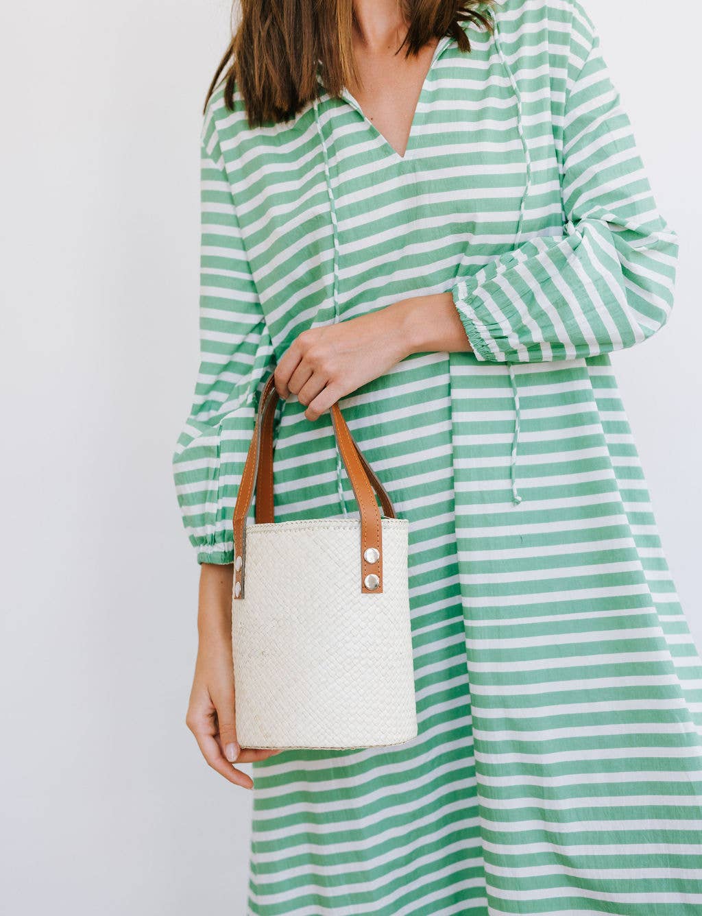 Sienna Dress in Green and White