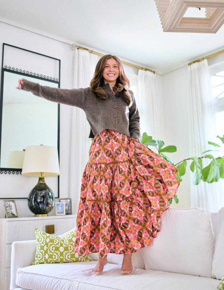 Jess Tiered Maxi Skirt in Farmhouse Pink