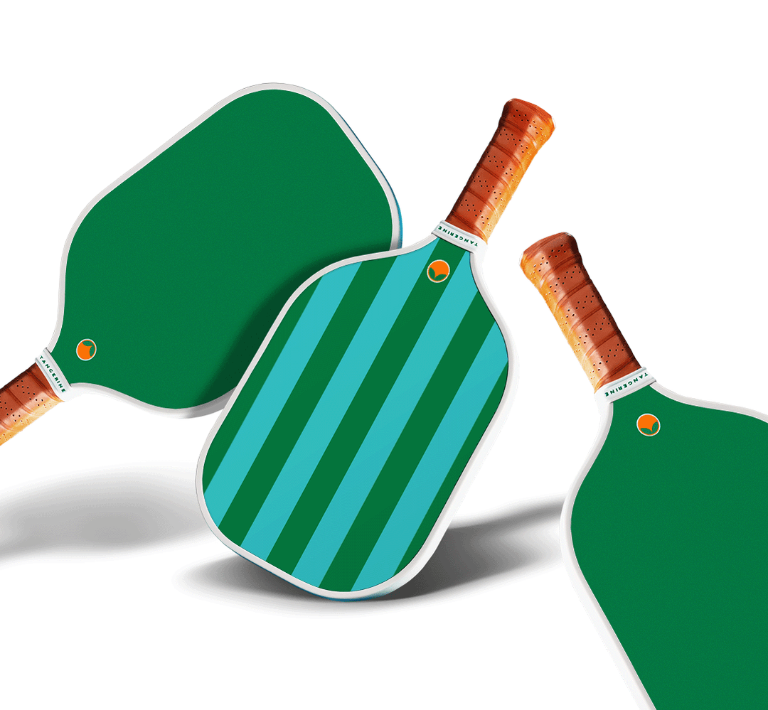 Teal and Green Stripe Pickleball Paddle