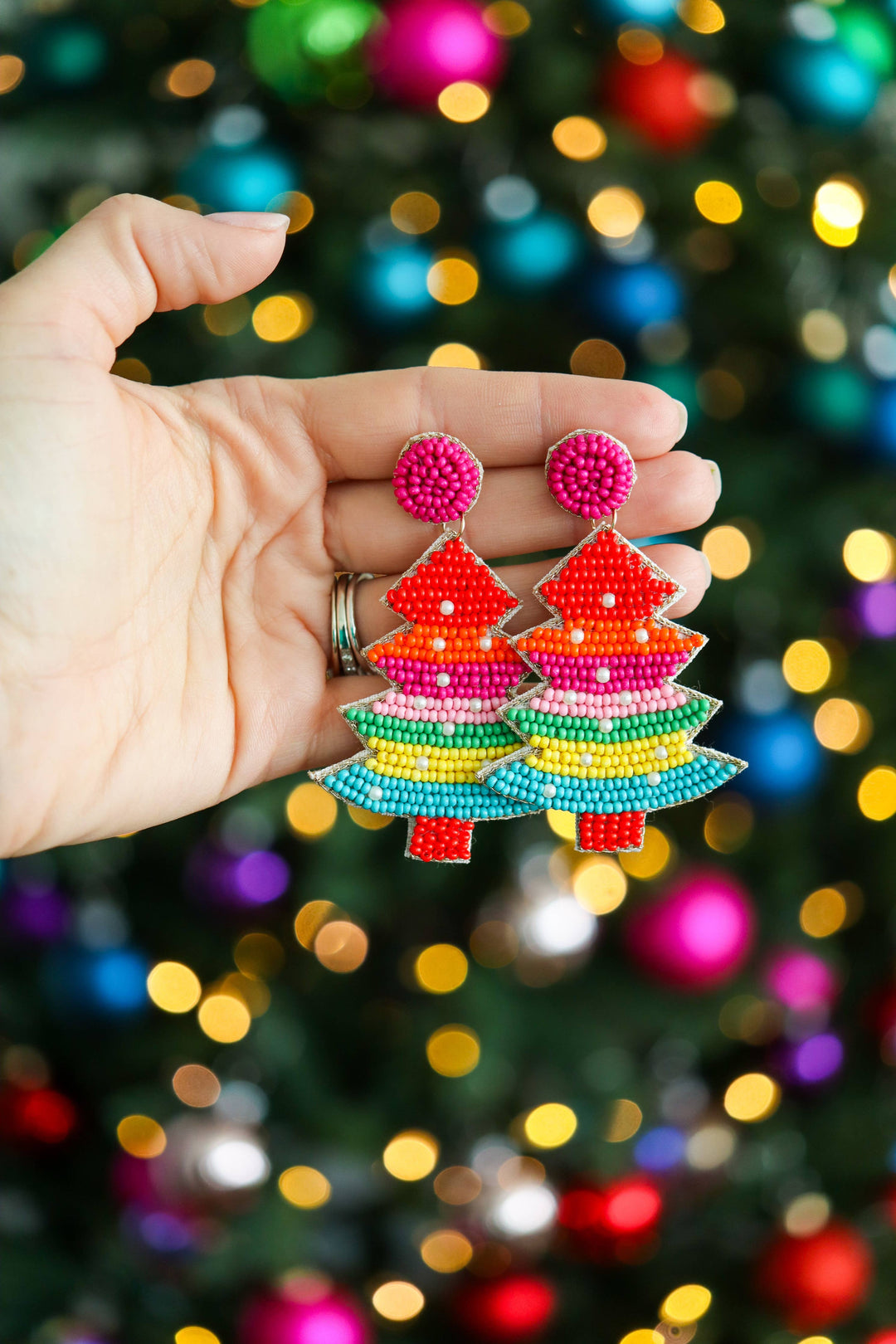 Bright Embroidered Christmas Earrings