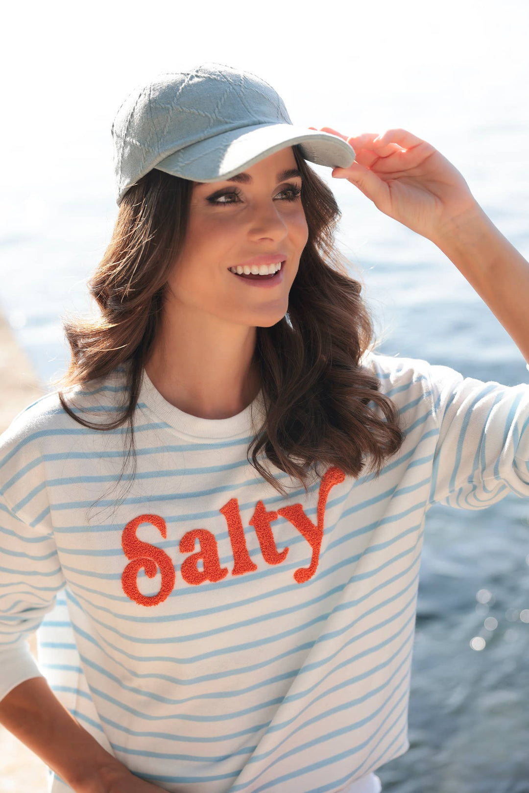 Salty Graphic Pullover in Sea Stripe