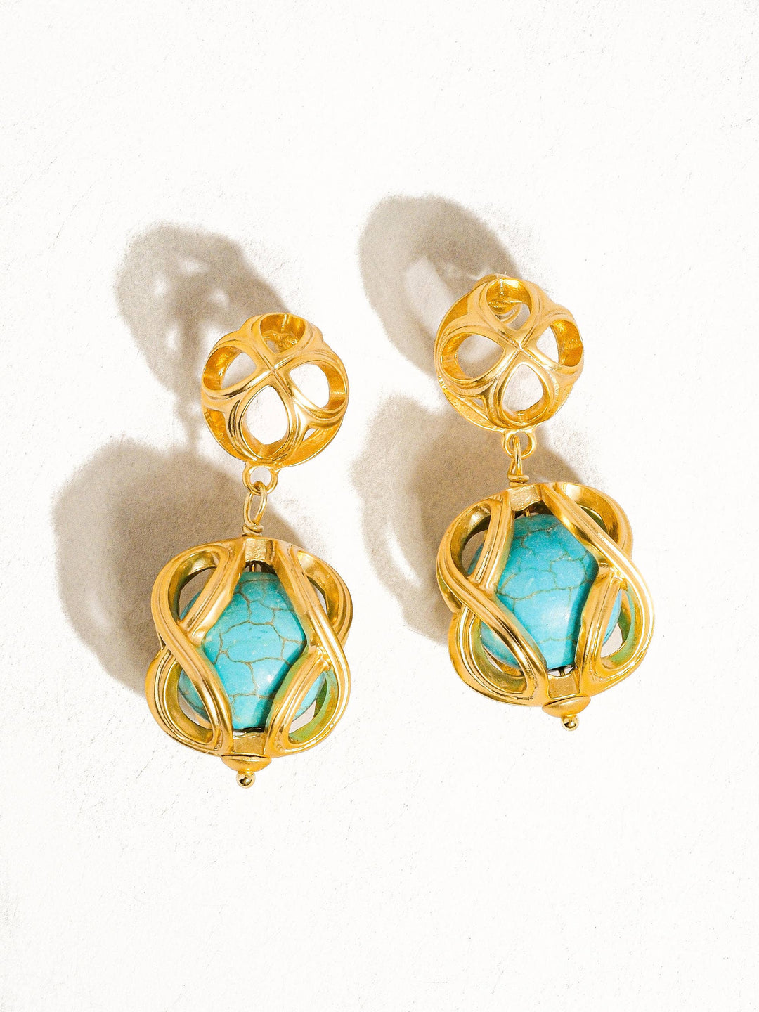 Maisie Cage Turquoise Stone Earrings