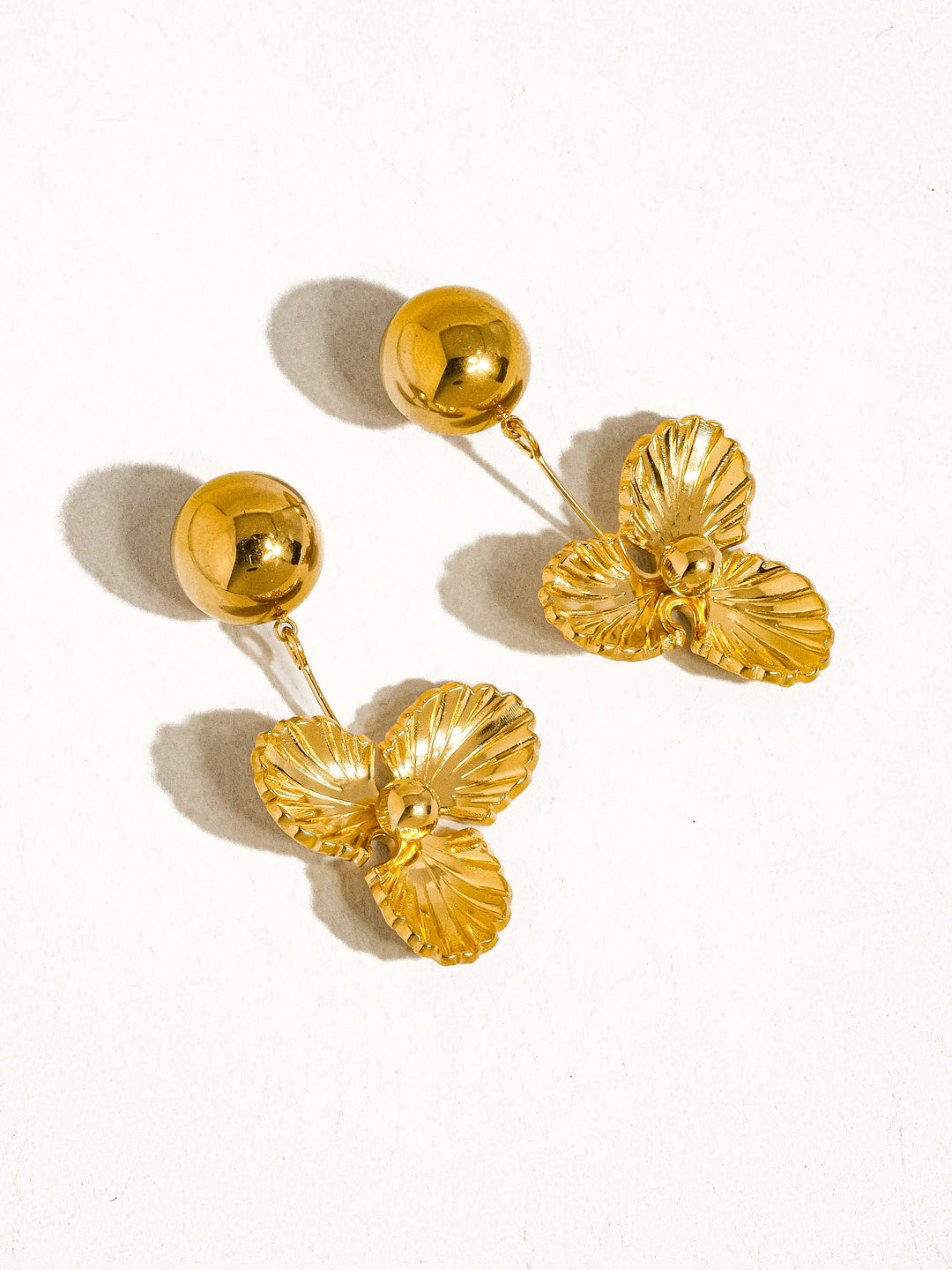 Elyse Non-Tarnish Floral Drops in 18K Gold